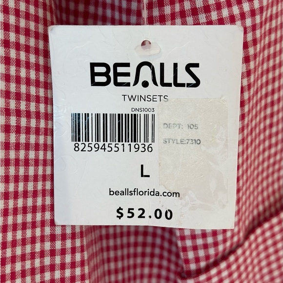 NEW WITH TAGS Red and White Gingham Women’s Button Down shirt - Picture 6 of 8